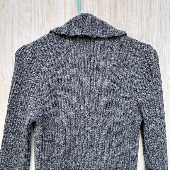 Elisabetta Collection Size M Gray Wool Blend Open Cardigan Sweater Ruffle - Picture 7 of 15